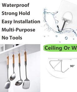 Alternative view of JINSHUNFA Adhesive Wall Hooks 13LB Heavy Duty No Drill Transparent Waterproof Hooks for Bathroom Kitchen Towel Coat 12 Pack