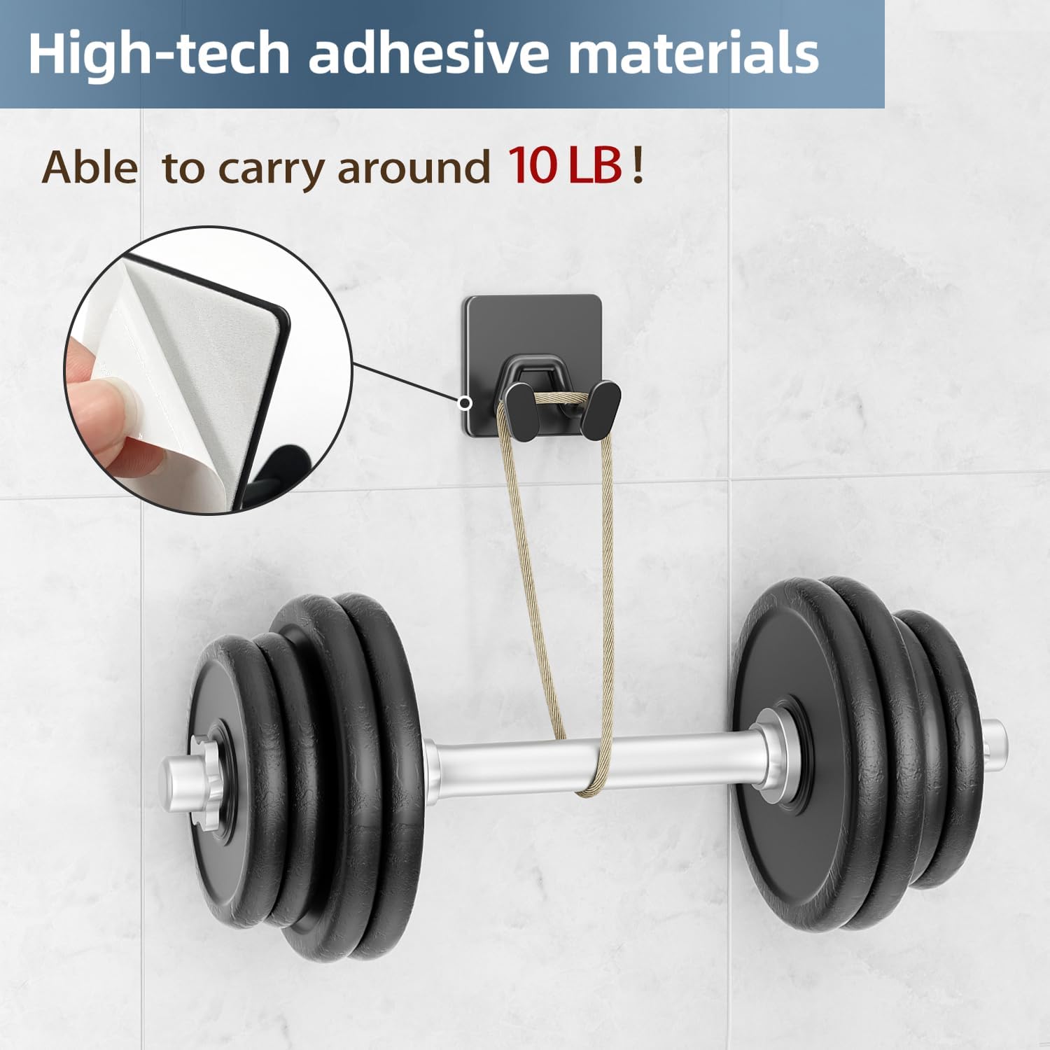 Adhesive Shower Hooks for Inside - Extra Sticky Stainless. Razor Holder Shower Accessories. Wall Mounted Self-Adhesive Double Hooks for Razor. Loofah. Towel. Shaver. Coat. Key. Matt Black. 4-Pack - Image 2