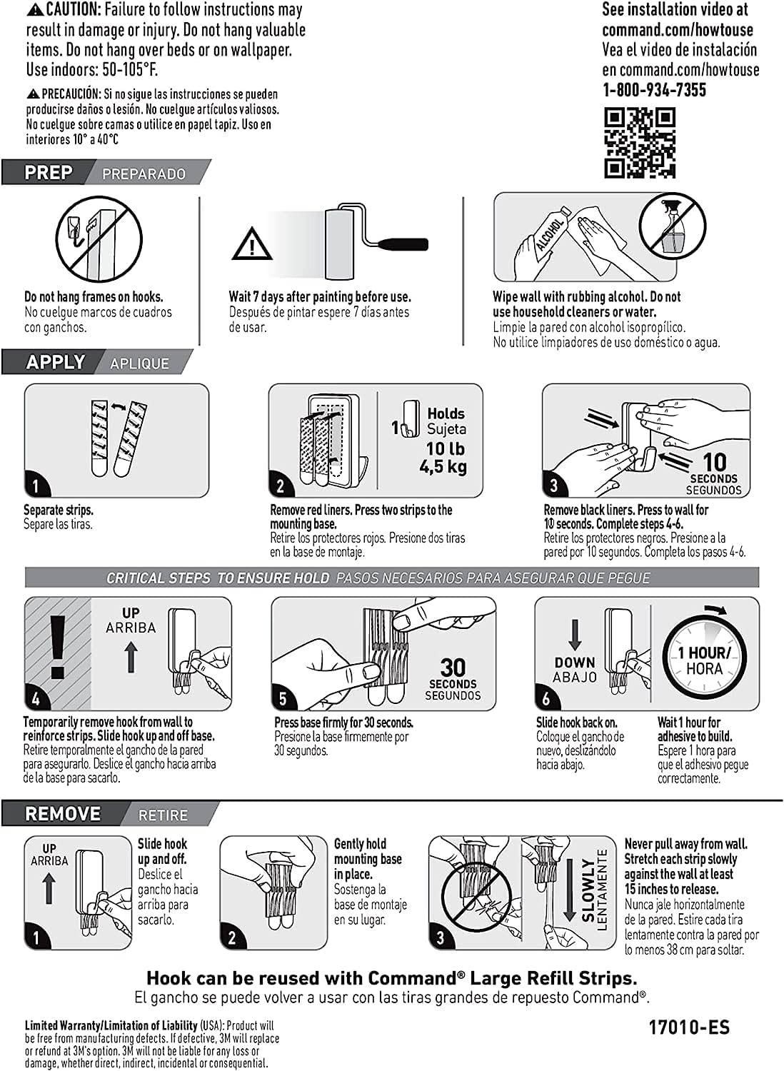 Command 10 lb XL Heavyweight Hook. 2 Wall Hooks and 6 Strips. Damage-Free Hanging with Adhesive. Heavy Duty Hanging Great for Back to School Dorm Organizers - Image 8