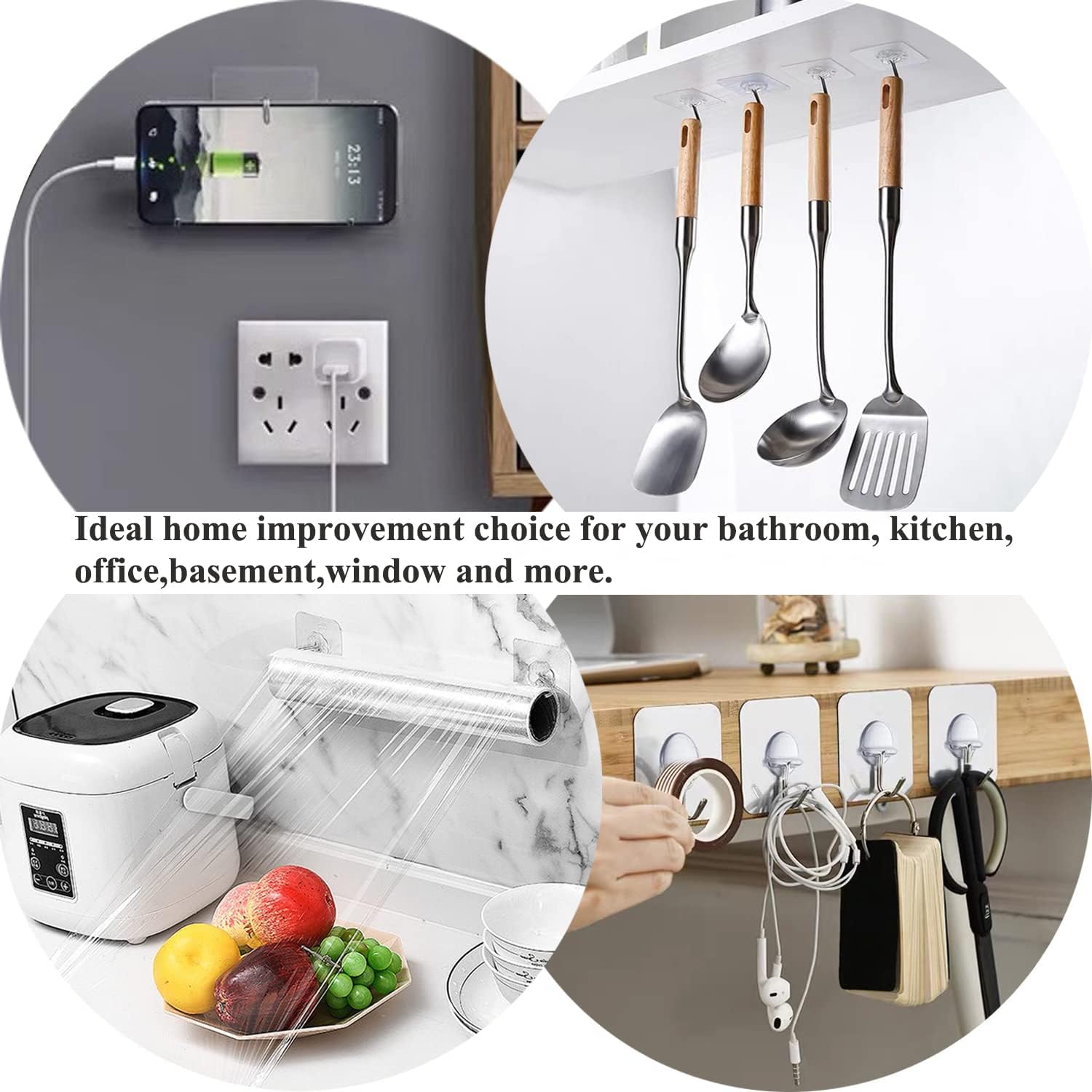 JINSHUNFA Adhesive Wall Hooks 13LB Heavy Duty No Drill Transparent Waterproof Hooks for Bathroom Kitchen Towel Coat 12 Pack - Image 5