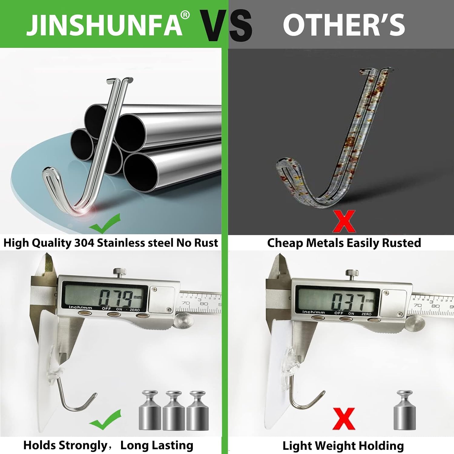 JINSHUNFA Adhesive Wall Hooks 13LB Heavy Duty No Drill Transparent Waterproof Hooks for Bathroom Kitchen Towel Coat 12 Pack - Image 4